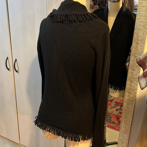 Magaschoni cashmere black fringe sweater - Picture 5 of 7